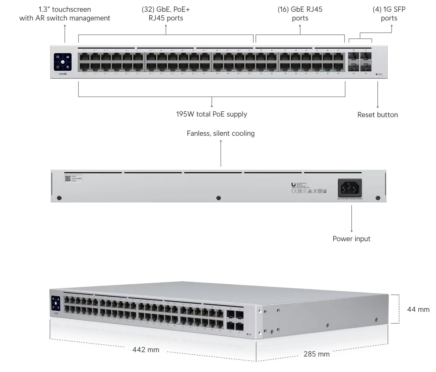 Ubiquiti UniFi Gen2 48 Port PoE Gigabit Network Switch - USW-48-POE Network Switch Ubiquiti