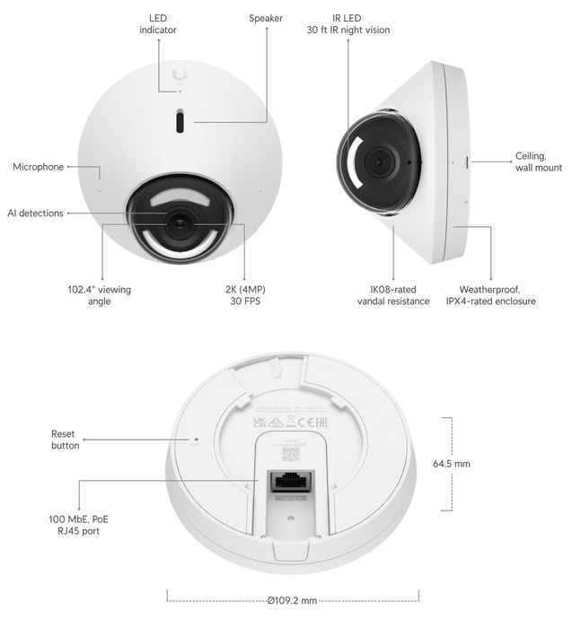 Ubiquiti UniFi G5 Dome Security Camera - UVC-G5-DOME