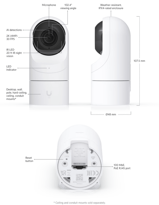Ubiquiti G5 Flex Protect HD PoE Turret IP 5 MP 10m Night Vision Camera | UVC-G5-FLEX Ubiquiti Security Camera Ubiquiti