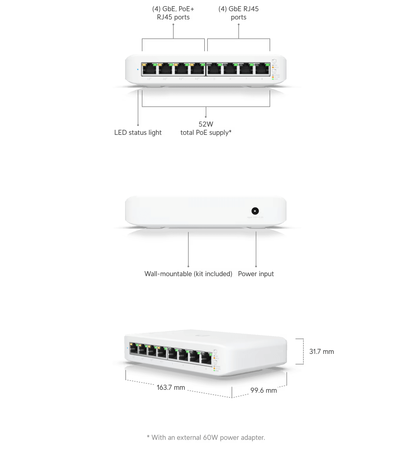 Ubiquiti UniFi Lite 8-Port PoE Switch | USW-LITE-8-POE Network Switch Ubiquiti