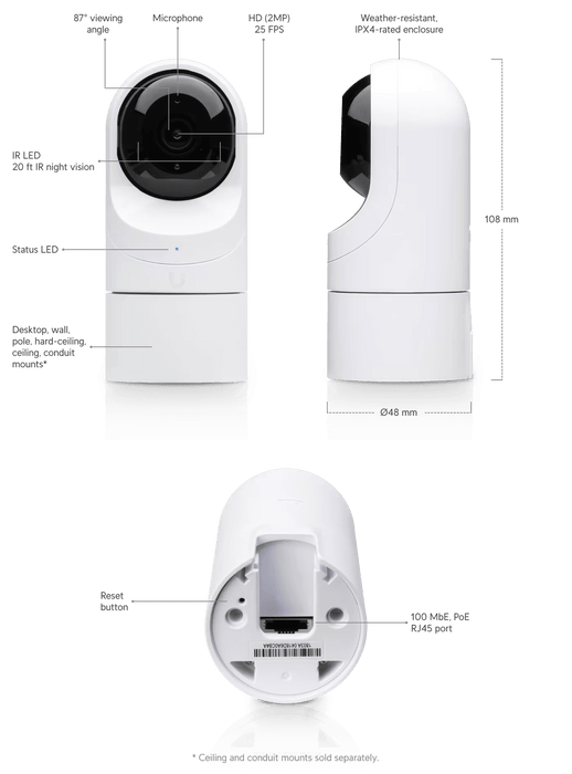 Ubiquiti UniFi Video Flex Manually Adjustable 1080p PoE Indoor/Outdoor IP Camera | UVC-G3-FLEX Ubiquiti Security Camera Ubiquiti