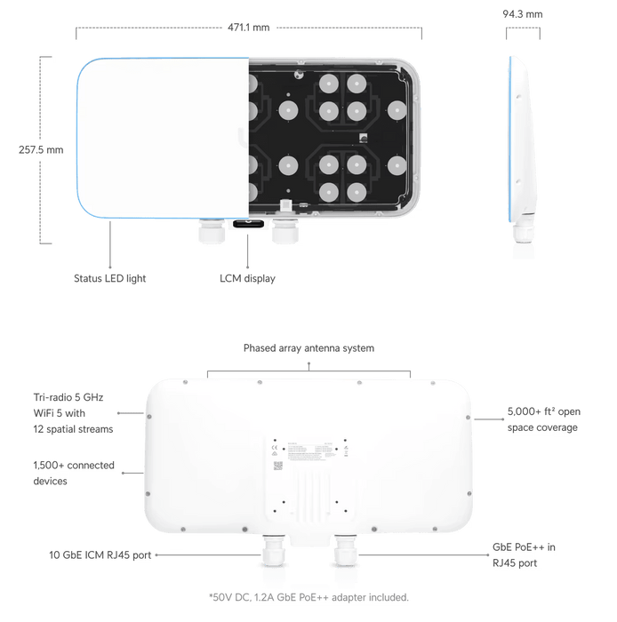 Ubiquiti UniFi BaseStation XG Outdoor Tri-Band 5GHz 15dBi WiFi 5 Access Point | UWB-XG