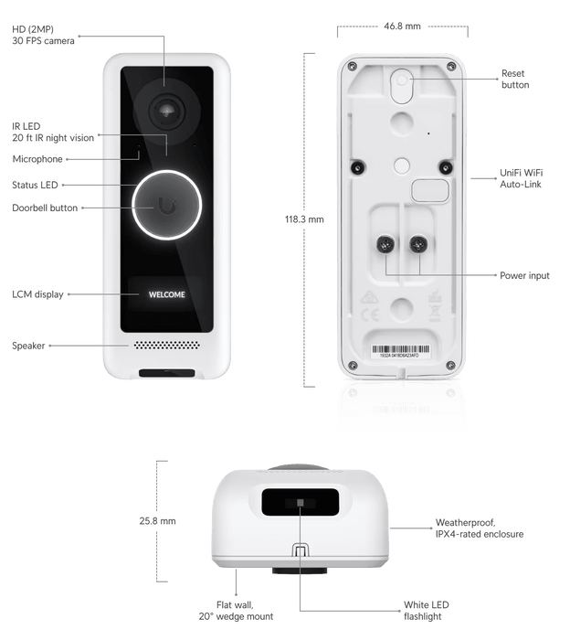 Ubiquiti UniFi Protect G4 Video Doorbell | UVC-G4-DOORBELL