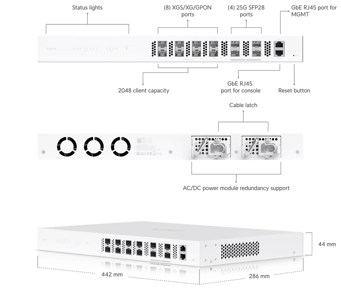 Ubiquiti UISP Fiber 8-Port GPON SFP+ 10-Gigabit Optical Line Terminal | UISP-FIBER-OLT-XGS Network Switch Ubiquiti