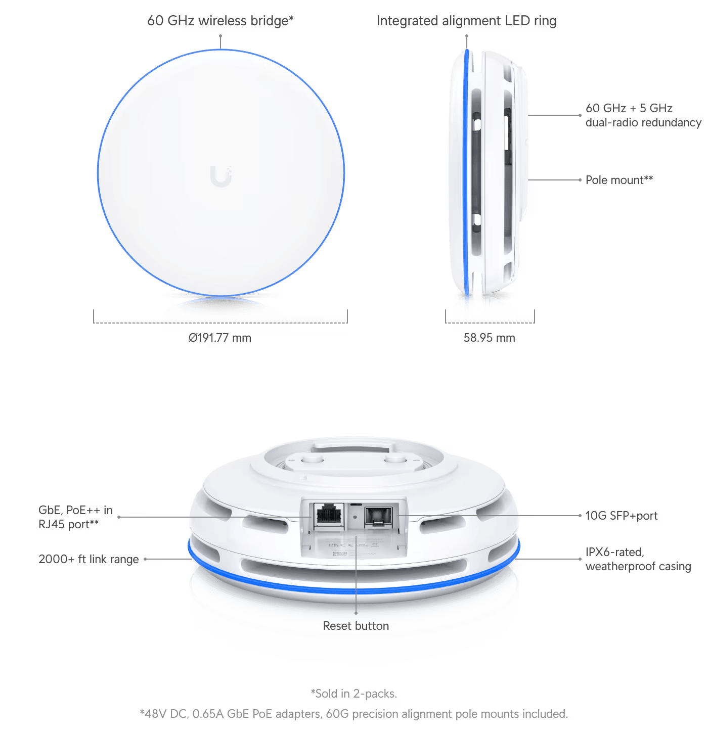 Ubiquiti Building Bridge XG Network Bridge 6000 Mbit/s | UBB-XG-EU Wireless Bridge Ubiquiti