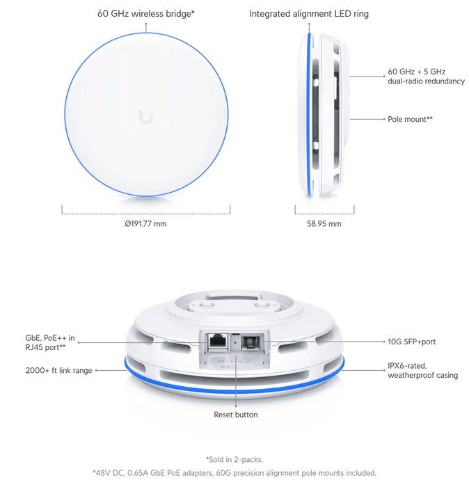 Ubiquiti Building Bridge XG Network Bridge 6000 Mbit/s | UBB-XG-EU Transceiver & Repeater Ubiquiti
