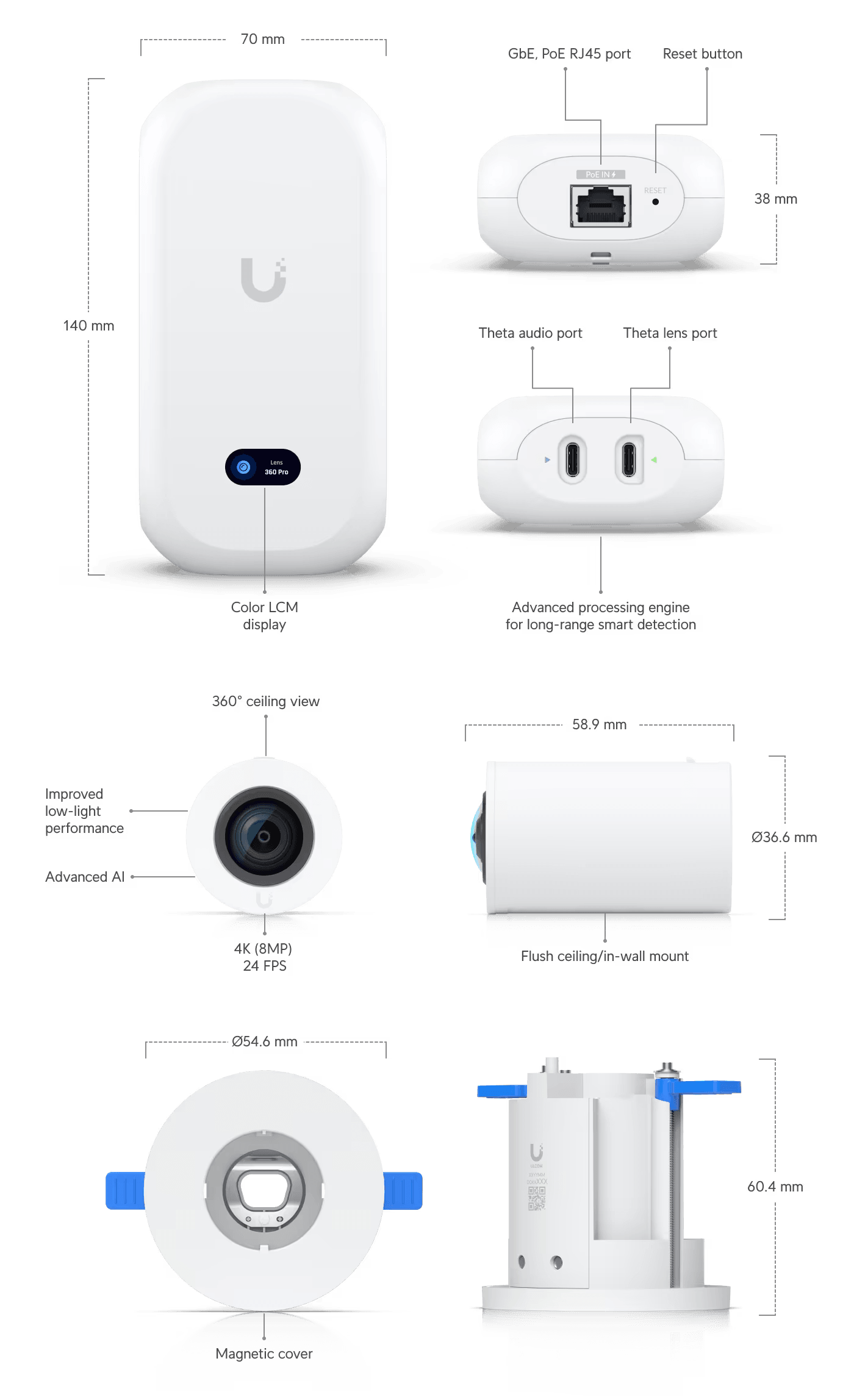 Ubiquiti AI Theta Professional IP Security Camera Indoor Ceiling/Wall | UVC-AI-THETA-PRO Security Camera Ubiquiti