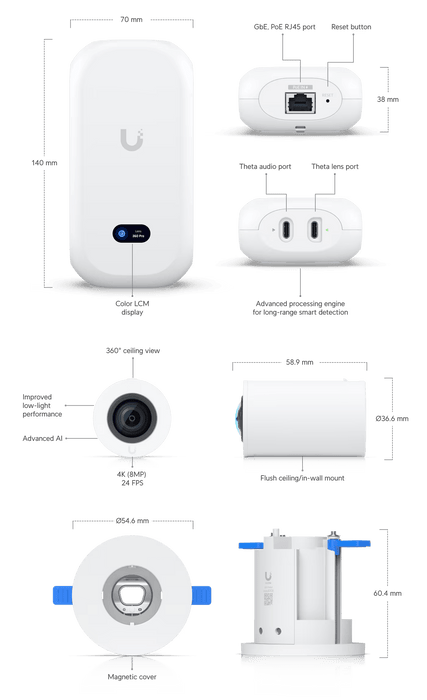 Ubiquiti AI Theta Professional IP Security Camera Indoor Ceiling/Wall | UVC-AI-THETA-PRO