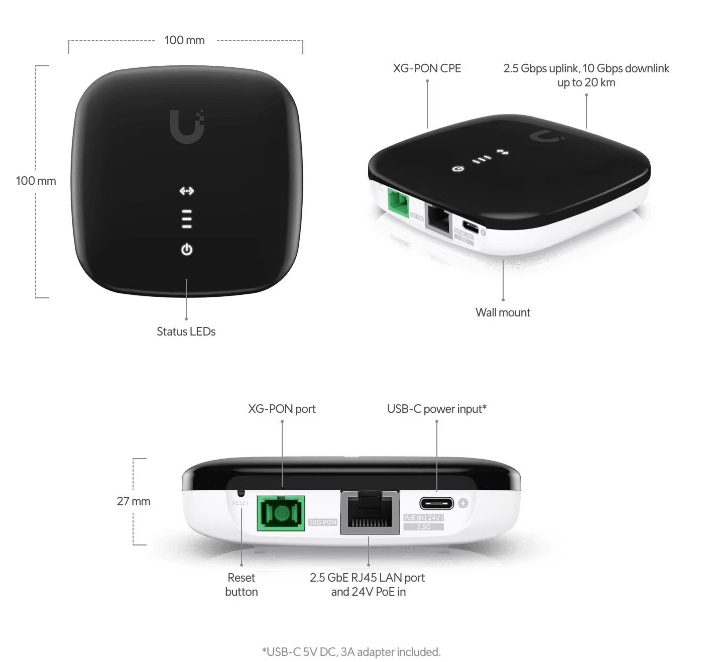 Ubiquiti Network Media Converter 10000 Mbit/s Black, White | UISP-FIBER-XG Network Media Converter Ubiquiti