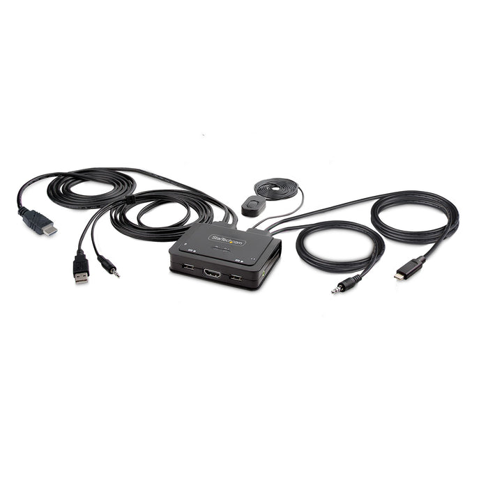 StarTech 2-Port Hybrid USB-C HDMI Cable KVM Switch, 4K 60Hz | C2-H46-UAC-CBL-KVM Switches Startech