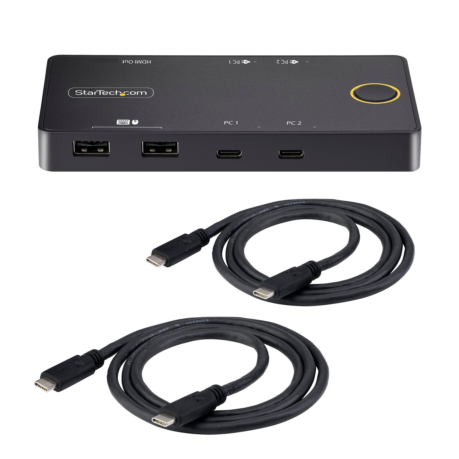StarTech 2-Port USB-C KVM Switch, Single-4K 60Hz HDMI Monitor, Dual-100W Power Delivery Pass-through Ports, Bus Powered | C2-H46-UC2-PD-KVM Switches Startech