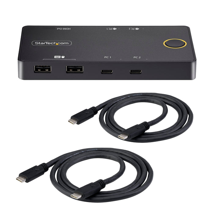 StarTech 2-Port USB-C KVM Switch, Single-4K 60Hz HDMI Monitor, Dual-100W Power Delivery Pass-through Ports, Bus Powered | C2-H46-UC2-PD-KVM