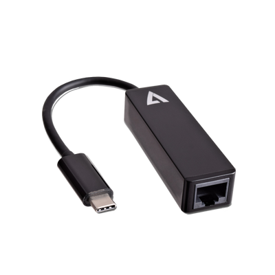 V7 Gigabit Ethernet Adapter USB-C Male to RJ45 Female Black | V7UCRJ45-BLK-1E Adapter Cables V7