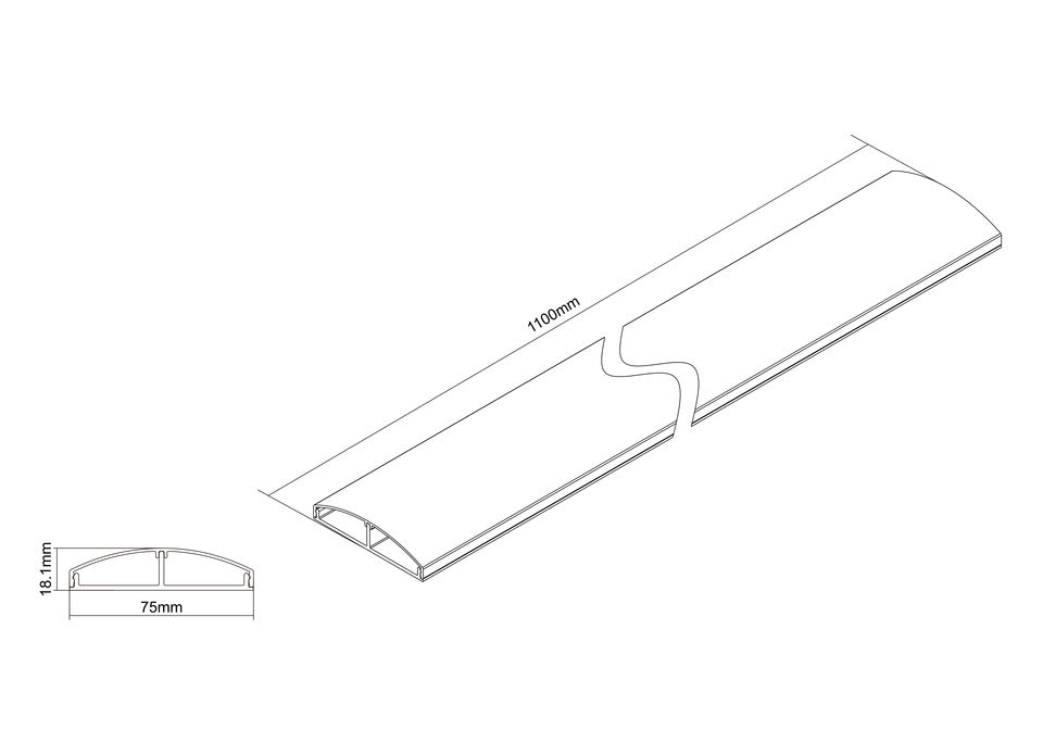 Multibrackets M Universal Cable Cover Super Slim 1100mm - Aluminium | 7350022733831