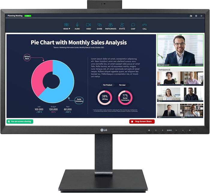 LG 24BP750C-B 23.8" Full HD IPS Monitor with Built-in Webcam Desktop Monitor LG