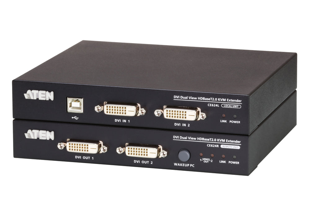 Aten USB DVI Dual View HDBaseT™ 2.0 KVM Extender (1920 x 1200 @100 m) | CE624-AT-E