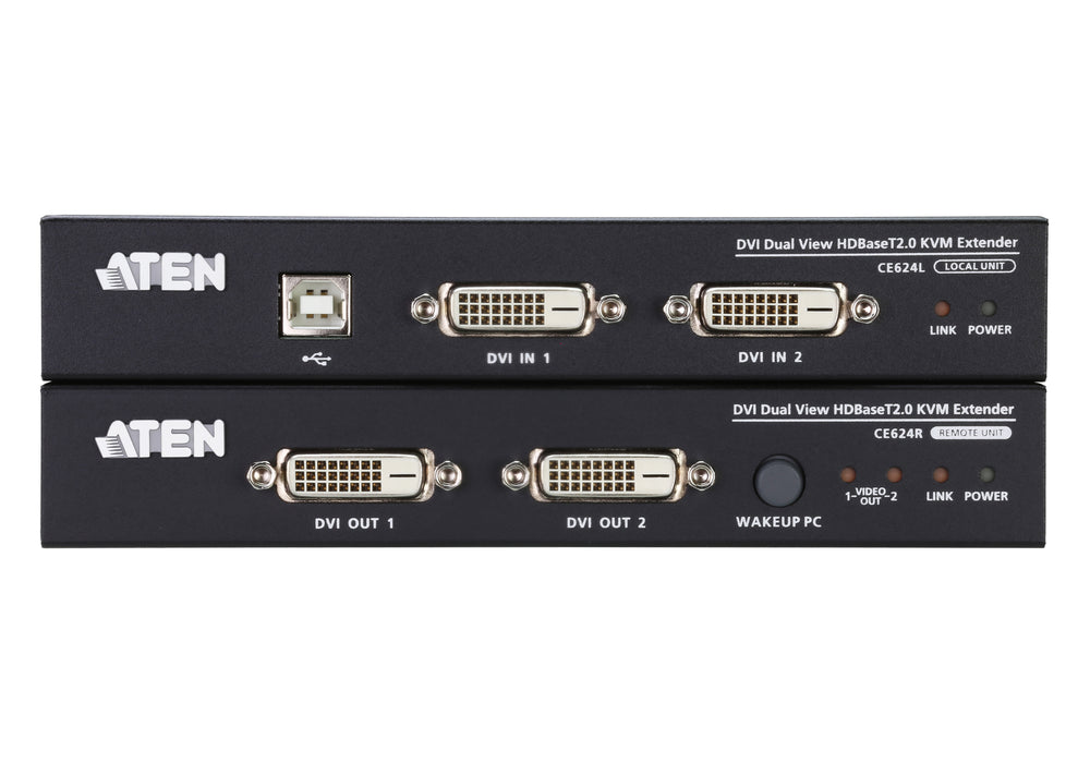 Aten USB DVI Dual View HDBaseT™ 2.0 KVM Extender (1920 x 1200 @100 m) | CE624-AT-E