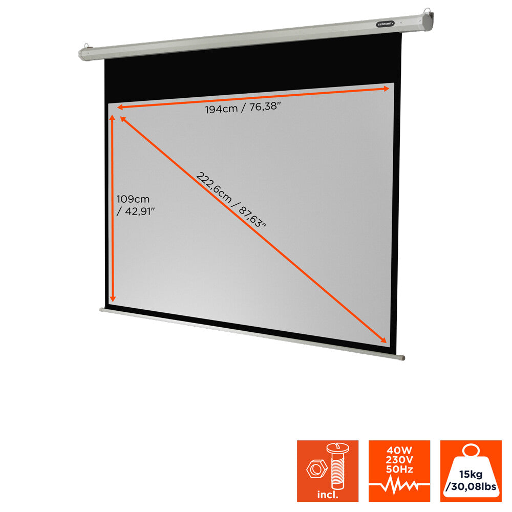 Celexon 16:9 (194x109cm) Economy Electric Projection Screen | 1090080 Projector Accessories Celexon