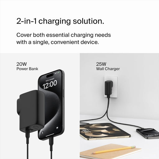 Belkin BoostCharge Hybrid Wall Charger 25W + Power Bank 5K + Travel Adapter Kit | BPZ003BT1MBK-B6 Mobile Device Charger Belkin