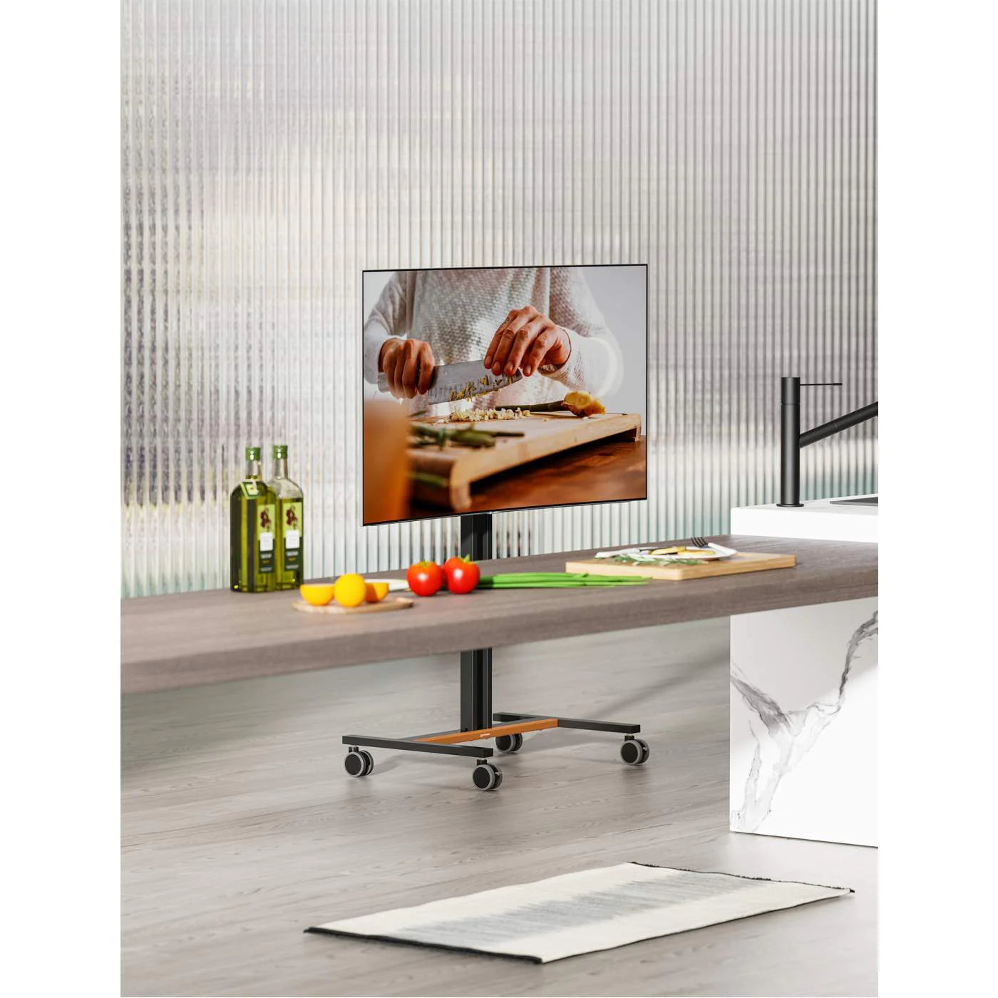 Manhattan 34" - 55" Compact Height-Adjustable TV Cart / Stand | 462068 Mobile Trolley Manhattan