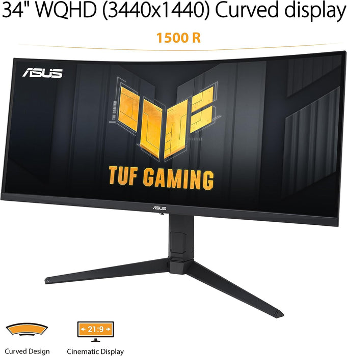 Asus TUF Gaming 34" WQHD Ultra-wide Curved 180Hz Gaming Monitor | VG34VQL3A