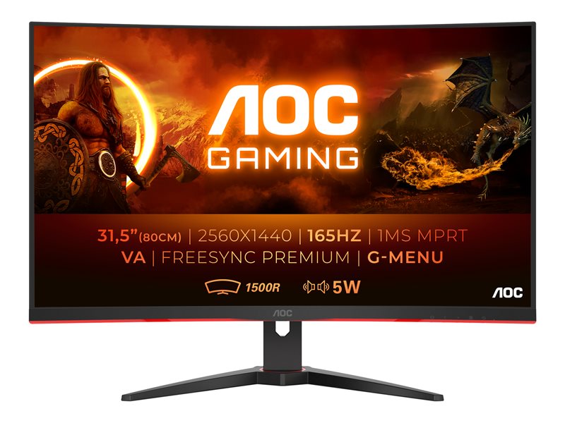 AOC CQ32G2SE/BK 31.5" 1ms 165Hz Gaming Monitor
