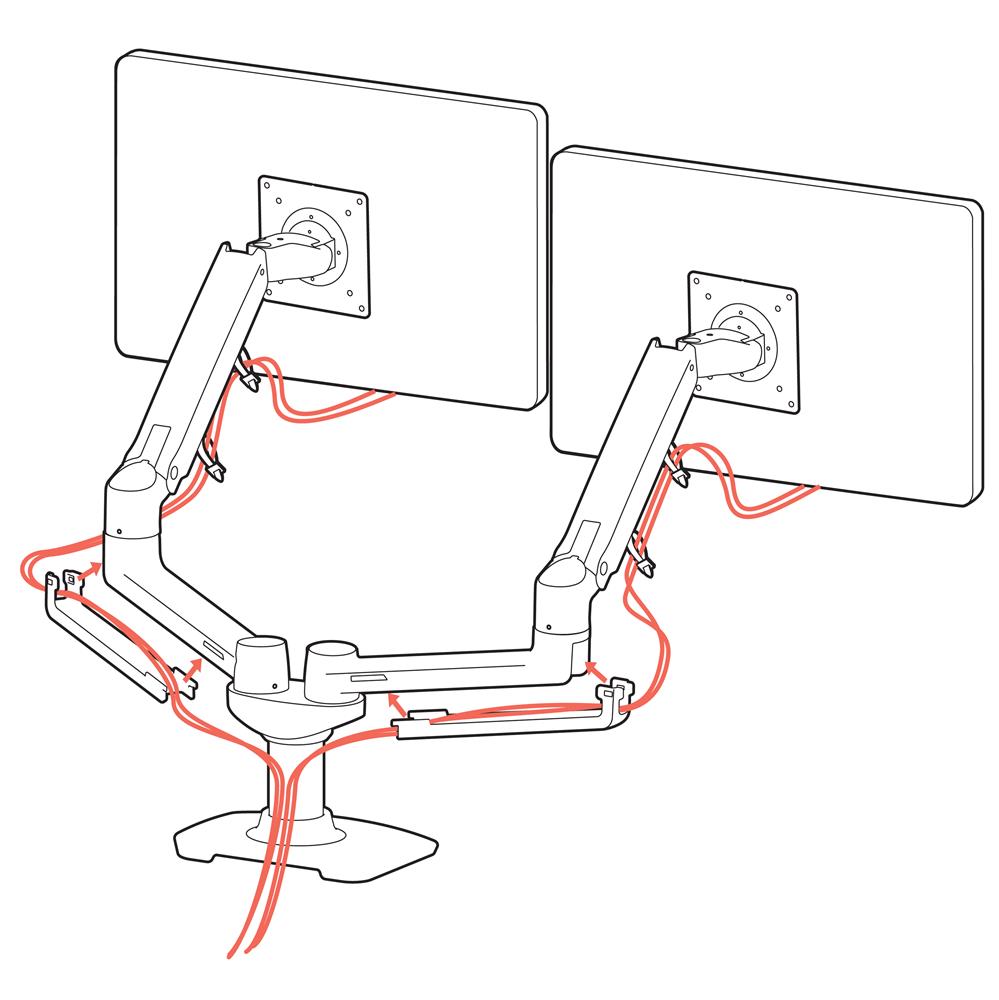 Ergotron Up to 27" LX Dual/Multi LCD Monitor Arm Black | 45-245-224 Monitor Arm Desk Mount Ergotron