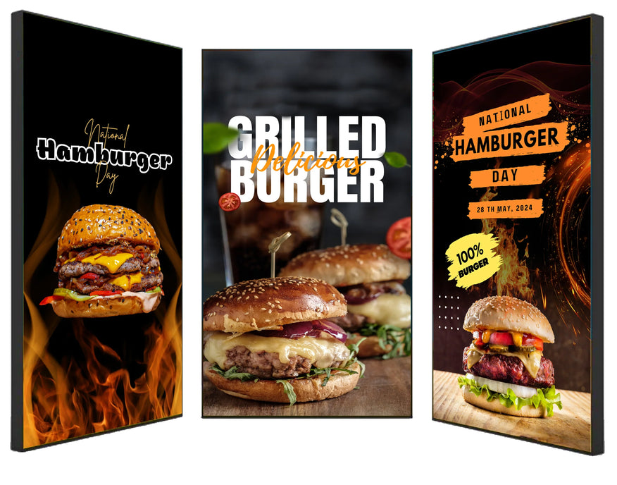 Portrait digital menu boards for takeaways