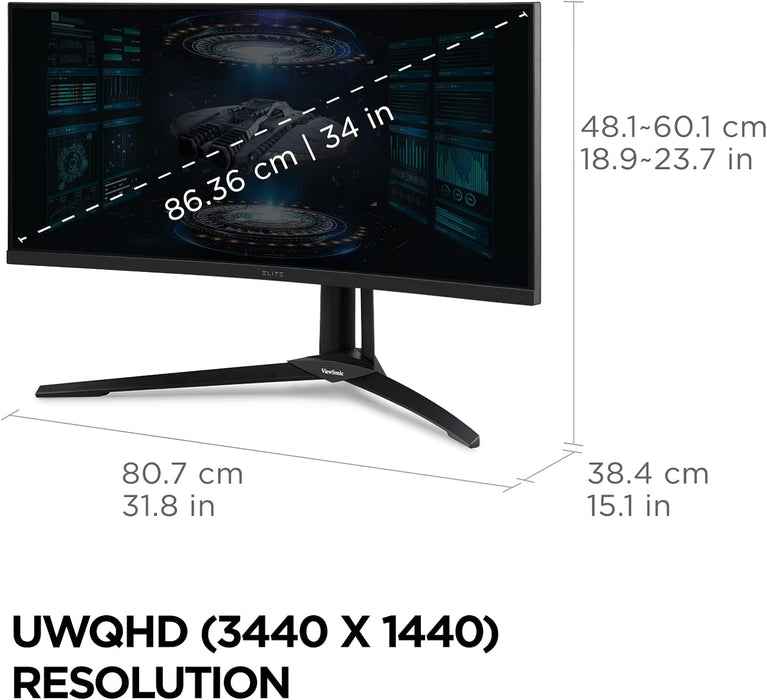 ViewSonic XG341C-2K 34" UWQHD 200Hz Ultra Wide Curved Gaming Monitor