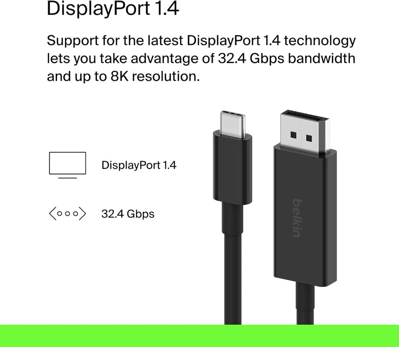 Belkin 2 m USB Type-C DisplayPort Black | AVC014BT2MBK