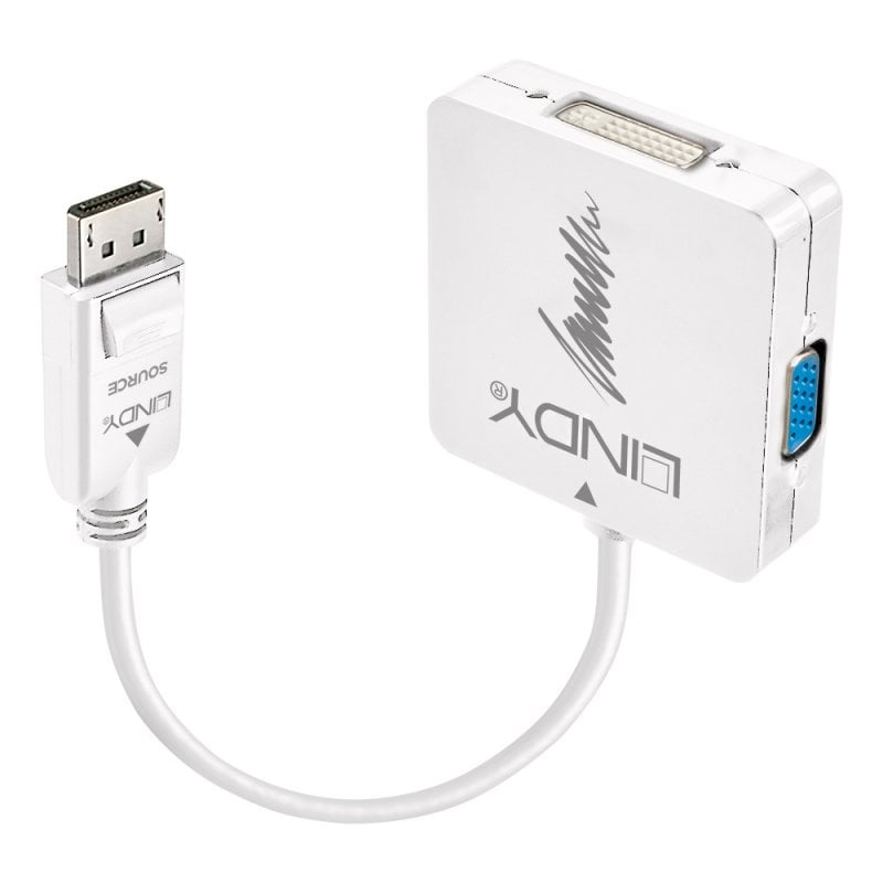 Lindy DisplayPort 1.2 to HDMI, VGA & DVI-D Active Adapter Converter | 41028 Adapter / Converter Lindy
