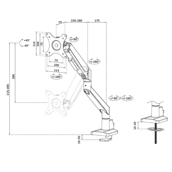 Neomounts NEXT Slim Desk Mount Single Display | DS70-250SL1