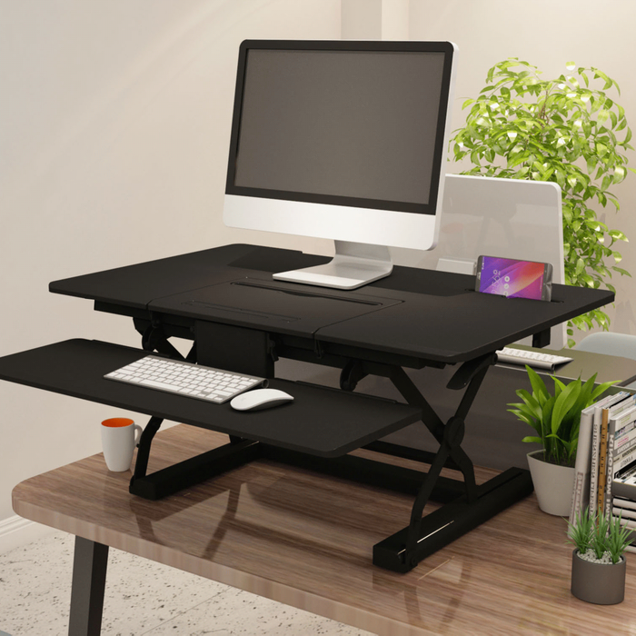 V7 DT3SSB Sit Stand 91cm Desk Workstation