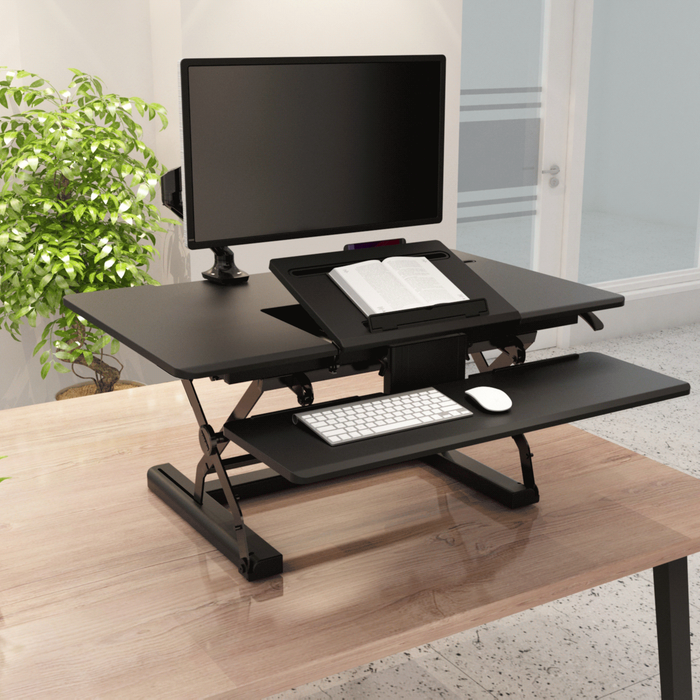 V7 DT3SSB Sit Stand 91cm Desk Workstation