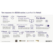 Sony FW-75BZ30J 75" BRAVIA 4K Ultra HD HDR Professional Display Digital Signage Display Sony