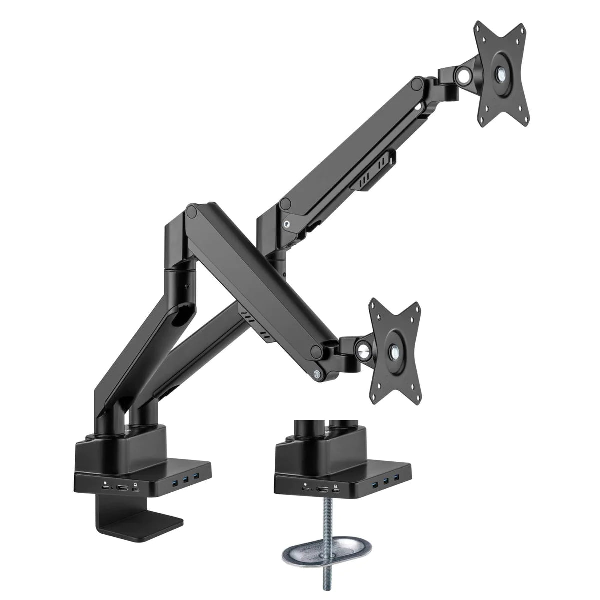Manhattan 17" - 32" Dual Monitor Desk Mount With Integrated Docking Station | 461887 Monitor Arm Desk Mount Manhattan