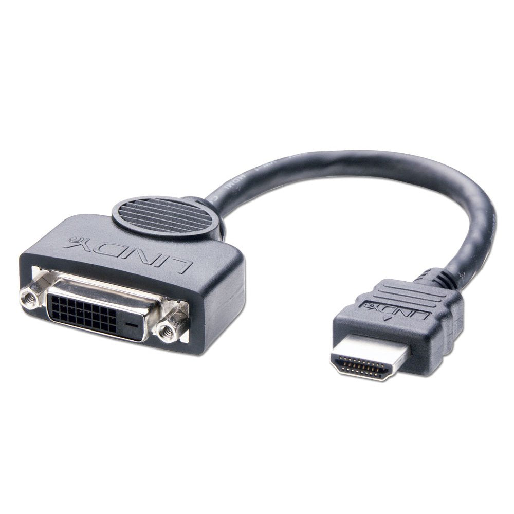 Lindy 0.2m DVI-D Female to HDMI Male Adapter Cable | 41227 HDMI Cable Lindy