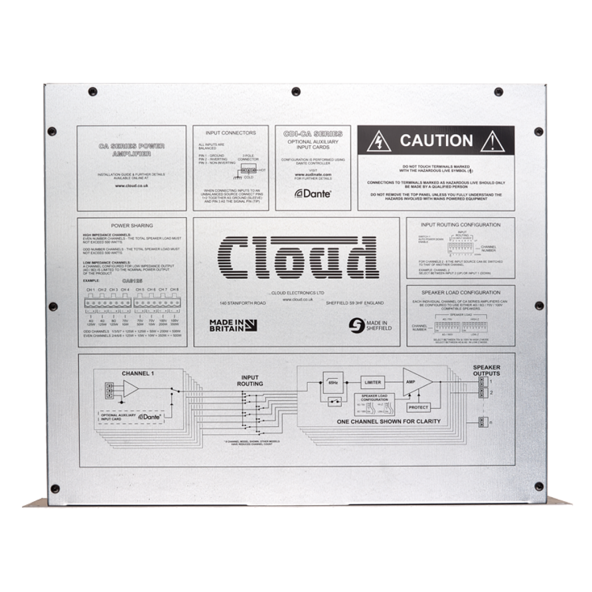 Cloud Electronics CA4250 4 Channel Amplifier 250w Per Output Channel Audio Amplifier Cloud Electronics