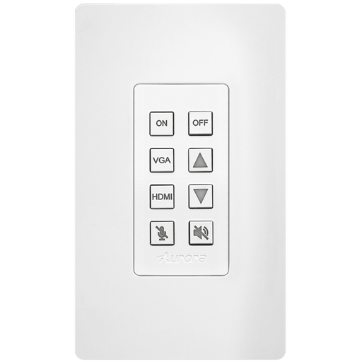 Aurora Multimedia DXB-8i-G2-W 8-Button 1-Gang Backlit Button Control Pad (White) Remote Control Aurora