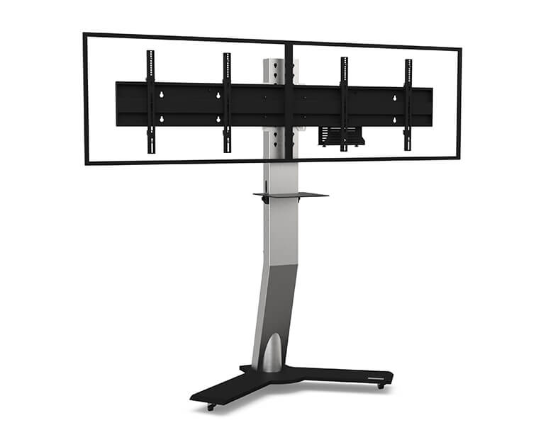 Axeos Ekinox Dual Screen Stand On Castors For 40" to 50" Screens Floor Stand Axeos