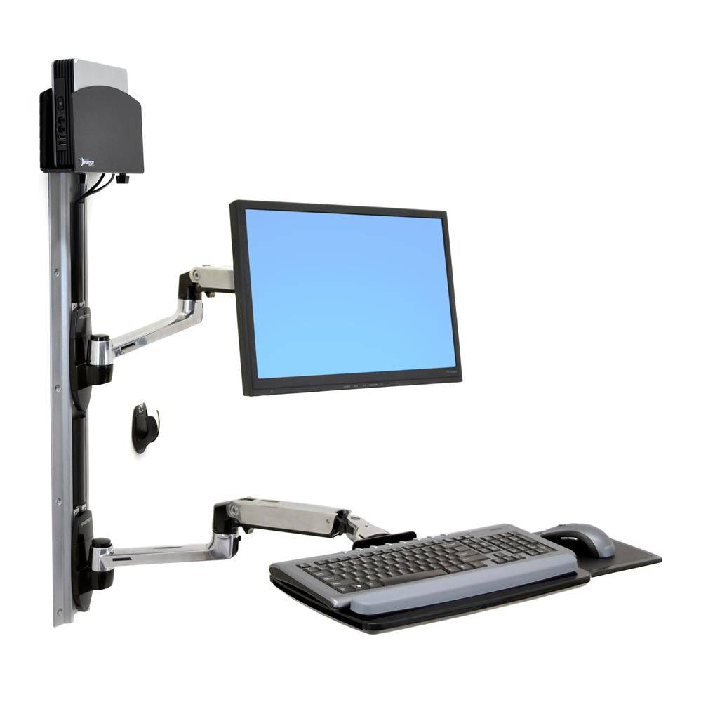 Ergotron LX Wall Mount System With Small CPU Holder | 45-253-026 Wall Mount Bracket Ergotron
