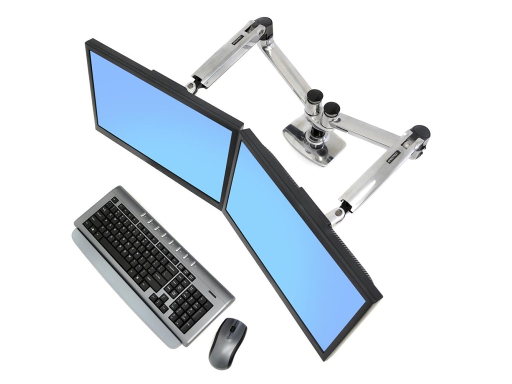 Ergotron Up to 27" LX Dual/Multi LCD Monitor Arm Aluminium | 45-245-026 Monitor Arm Desk Mount Ergotron