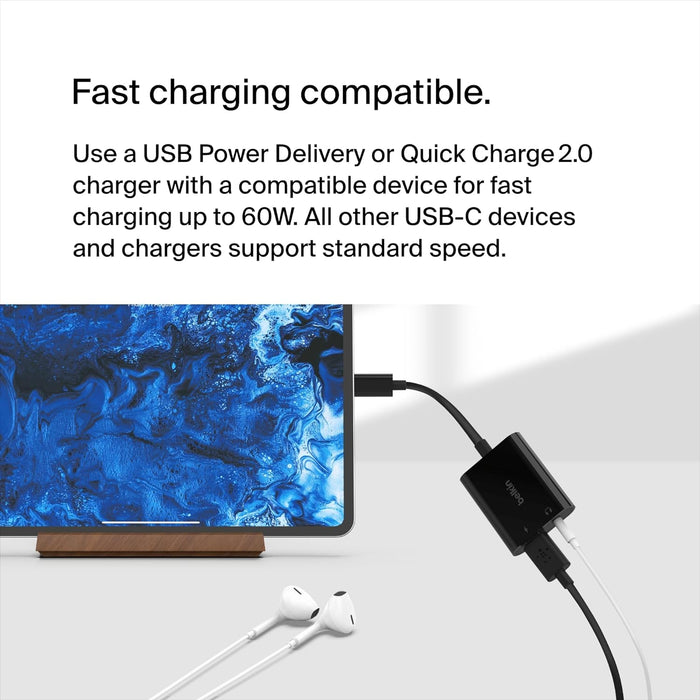 Belkin RockStar™ 3.5mm Audio + USB-C Charge Adapter | NPA004BTBK