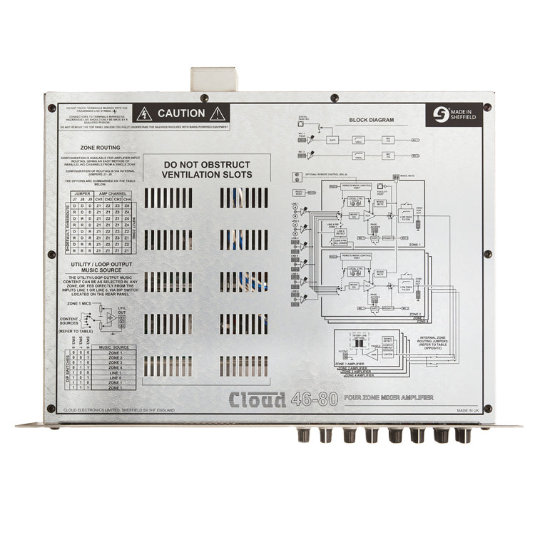 Cloud Electronics 46-80TEK 4 Zone Integrated Mixer Amplifier Audio Amplifier Cloud Electronics