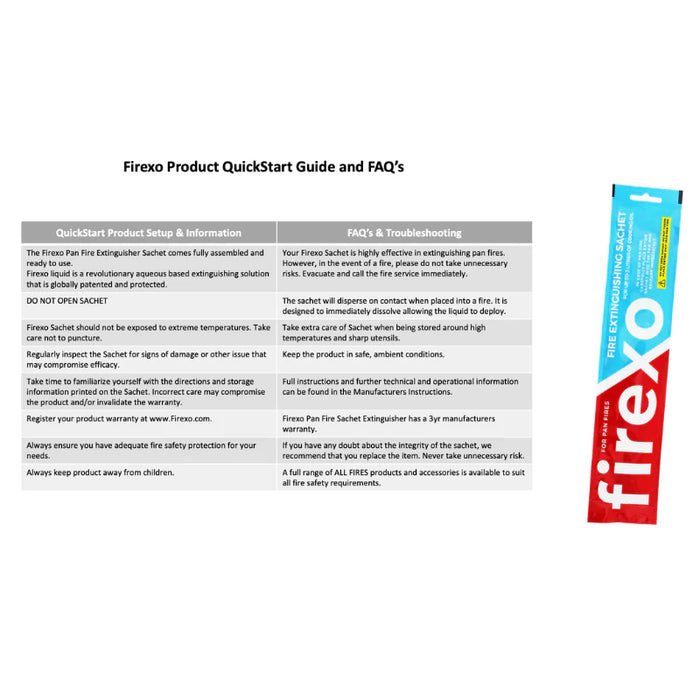 Firexo Pan Fire Extinguisher Sachet Fire Extinguisher Firexo