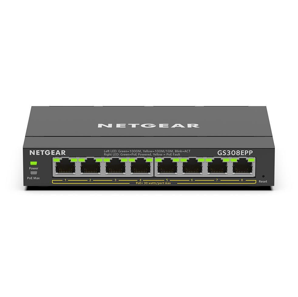 Netgear GS308EPP-100UKS 8-Port PoE+ Gigabit Ethernet Plus Switch (123W) Network Switch Netgear