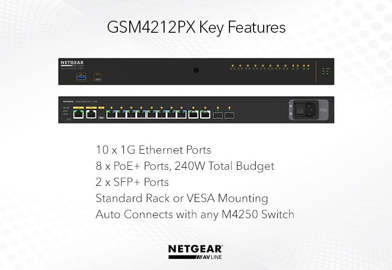 Netgear GSM4212PX-100EUS 8x1G PoE+ 240W 2x1G and 2xSFP+ Managed Switch Network Switch Netgear