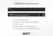 Netgear GSM4212UX-100EUS 8x1G Ultra90 PoE++ 802.3bt 720W 2x1G and 2xSFP+ Managed Switch Network Switch Netgear