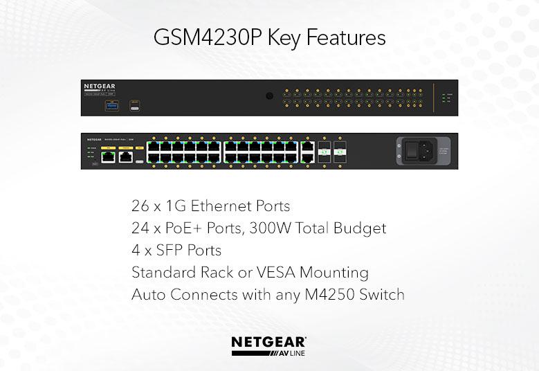 Netgear GSM4230P-100EUS 24-Port PoE+ AV Managed Switch Network Switch Netgear