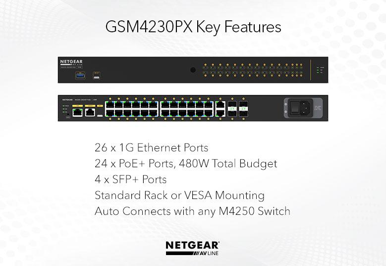 Netgear GSM4230PX-100EUS 24x1G PoE+ 480W 2x1G and 4xSFP+ Managed Switch